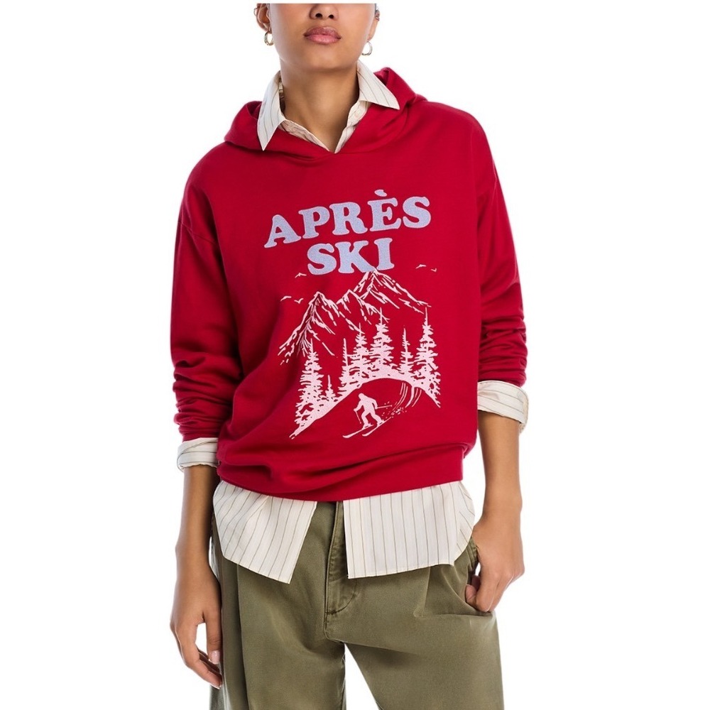 AQUA Athletic Apres Ski Graphic Hoodie Scarlet Red‎ T6-CSA-15439 New SMALL
